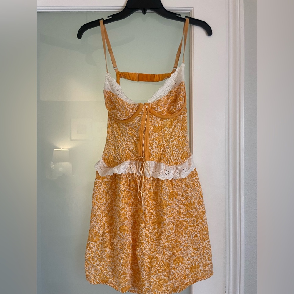 Skye To Moon Orange Dress With Bra Underwire Size L Open Back